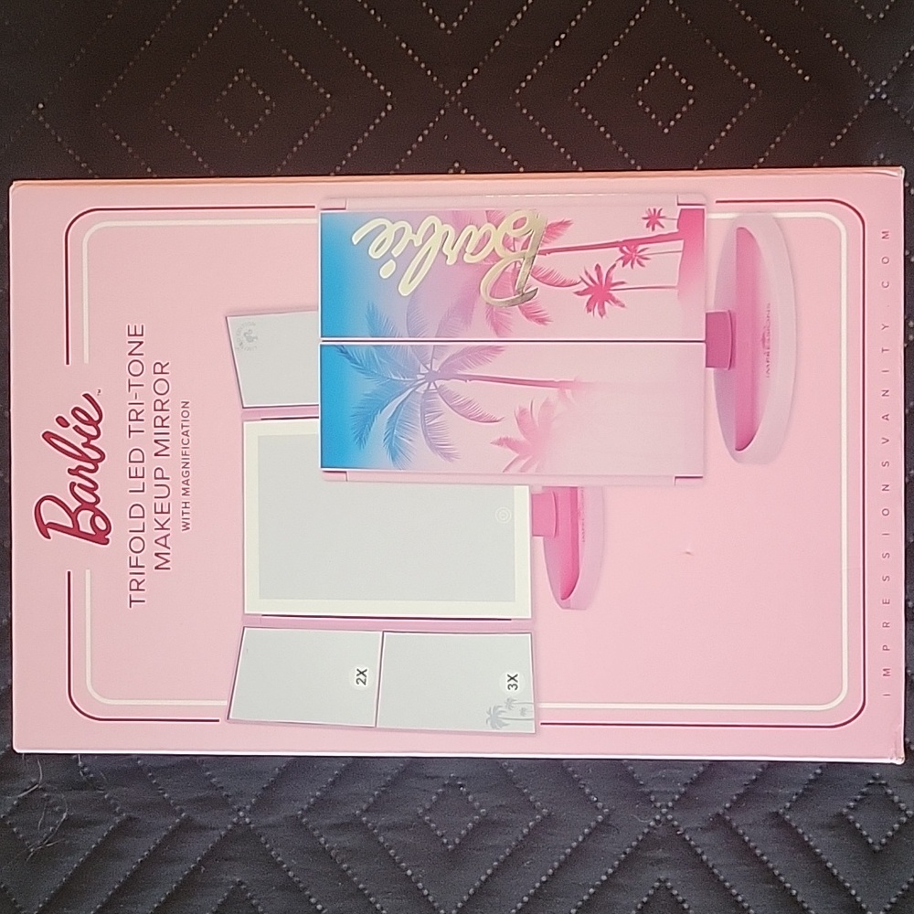 Barbie Pink LED Makeup Mirror with Palm Design